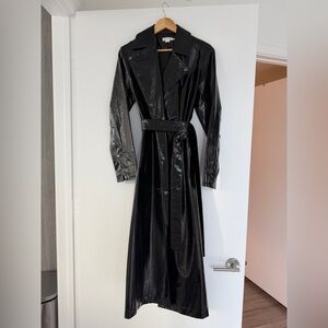 Good American - Black Faux Leather Trench Coat